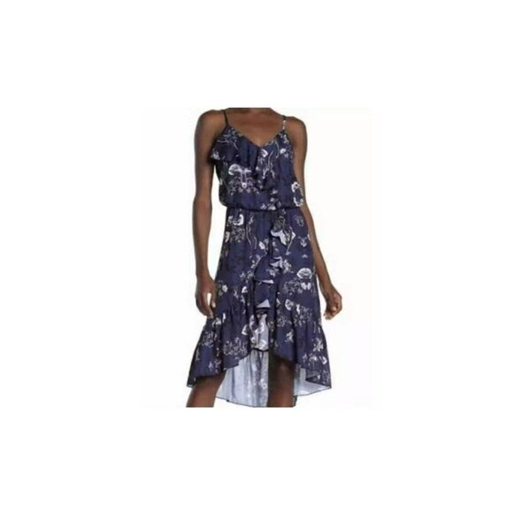 Parker Womens Blue Floral Sleeveless V Neck Comfort Fit And Flare Dress Size XS - Picture 1 of 9